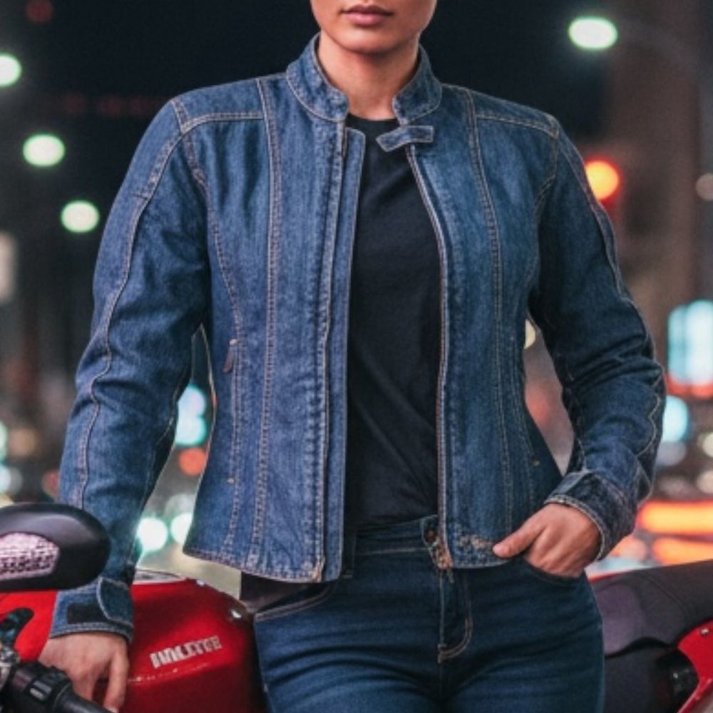 Tourmaster Indigo Women’s Denim Motorcycle Riding Jacket, XS, Vents